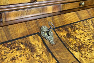 18th Century Baroque Secretaire Writing Cabinet Nutwood Germany ca 1770