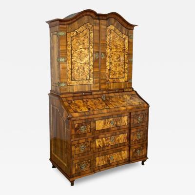 18th Century Baroque Secretaire Writing Cabinet Nutwood Germany ca 1770