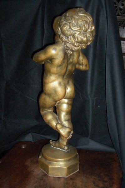 18th Century Bronze Sculpture of a child Putto with Dolphin