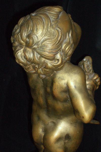18th Century Bronze Sculpture of a child Putto with Dolphin