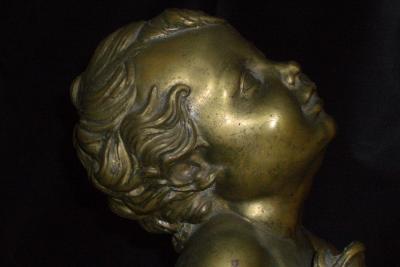 18th Century Bronze Sculpture of a child Putto with Dolphin
