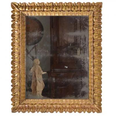 18th Century Carved Giltwood Italian Mirror with Original Glass