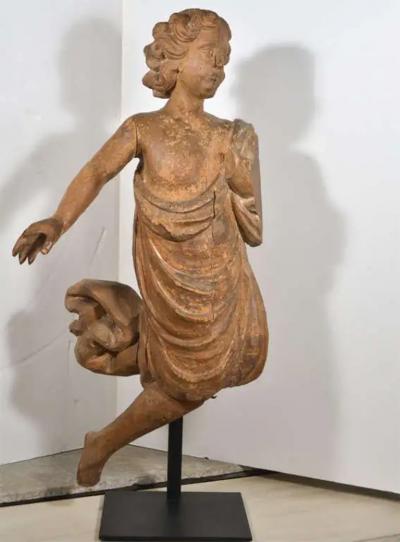 18th Century Carved Wooden Angel