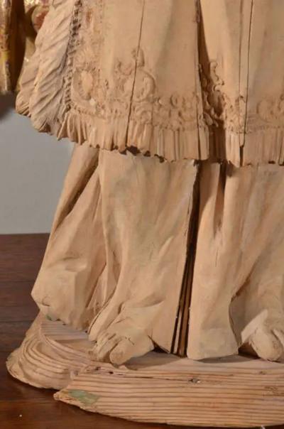 18th Century Carved Wooden Statue of a Torch Bearer