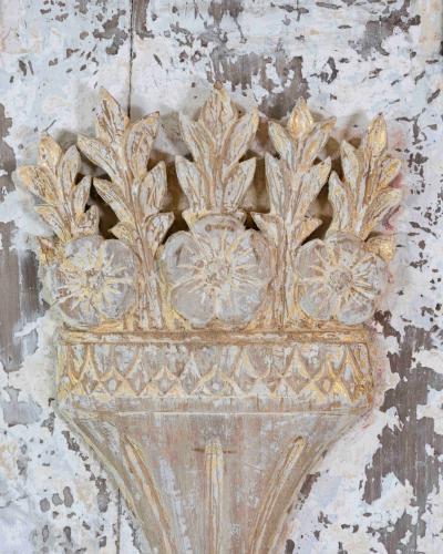 18th Century Carved and Painted Wooden Panel