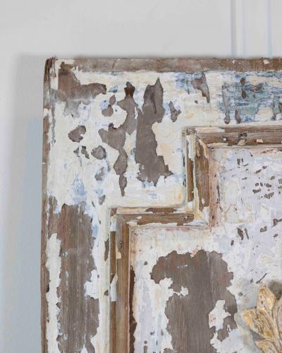 18th Century Carved and Painted Wooden Panel