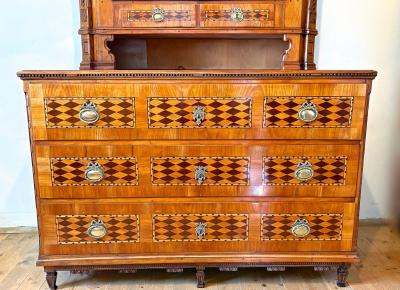 18th Century Cherrywood Vitrine Buffet Commode Inlayed Carved AT ca 1790