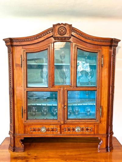 18th Century Cherrywood Vitrine Buffet Commode Inlayed Carved AT ca 1790