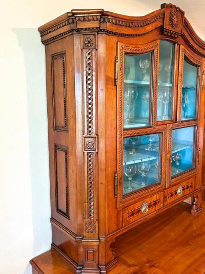 18th Century Cherrywood Vitrine Buffet Commode Inlayed Carved AT ca 1790