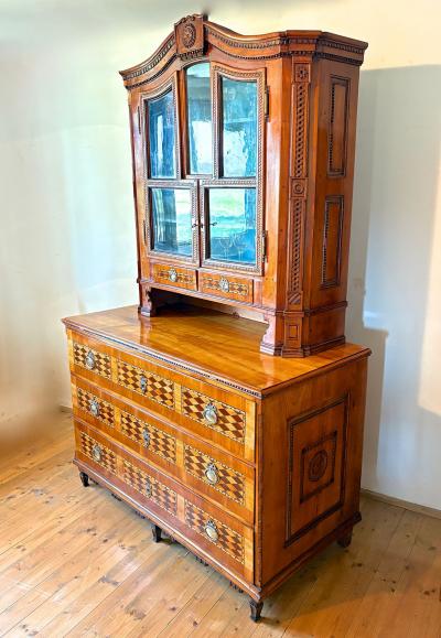18th Century Cherrywood Vitrine Buffet Commode Inlayed Carved AT ca 1790