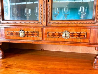 18th Century Cherrywood Vitrine Buffet Commode Inlayed Carved AT ca 1790
