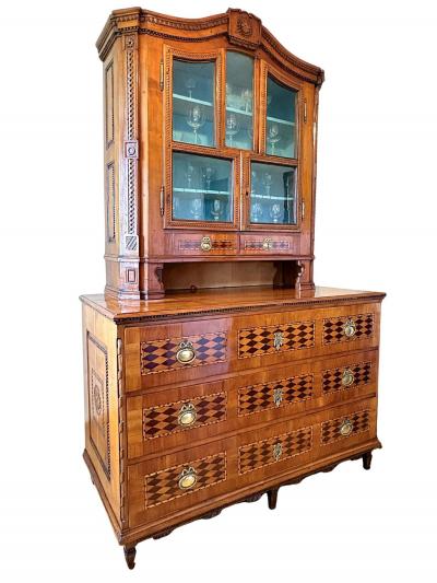 18th Century Cherrywood Vitrine Buffet Commode Inlayed Carved AT ca 1790
