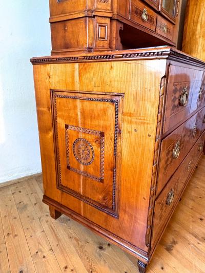 18th Century Cherrywood Vitrine Buffet Commode Inlayed Carved AT ca 1790
