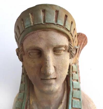 18th Century Continental Terracotta Egyptian Revival Sphinxes a Matched Pair