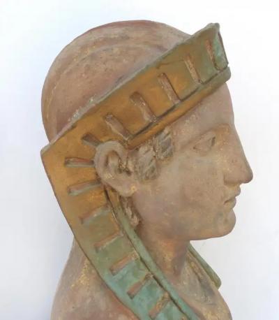 18th Century Continental Terracotta Egyptian Revival Sphinxes a Matched Pair