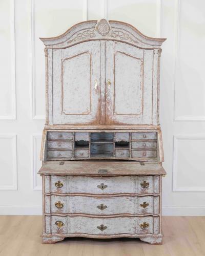 18th Century Danish Rococo Secretary with Serpentine Front circa 1760