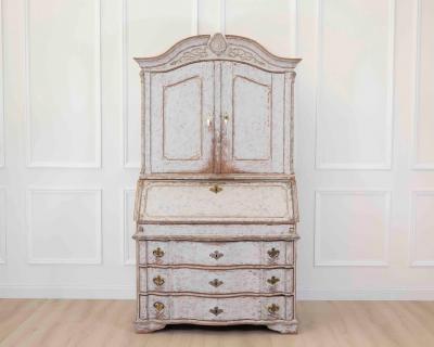 18th Century Danish Rococo Secretary with Serpentine Front circa 1760