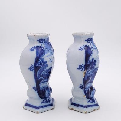 18th Century Delft Pair of Urns circa 1780