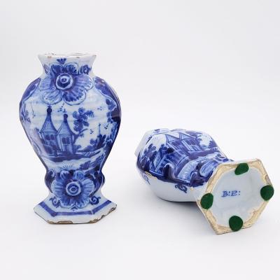 18th Century Delft Pair of Urns circa 1780