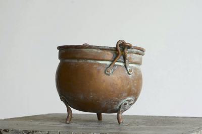 18th Century Eared Pot in Patinated Copper