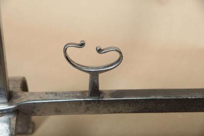 18th Century English Folk Art Andirons in Polished Steel