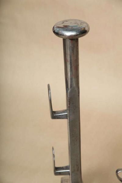 18th Century English Folk Art Andirons in Polished Steel