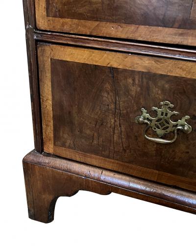18th Century English Georgian Burl Walnut Veneer Chest on Chest
