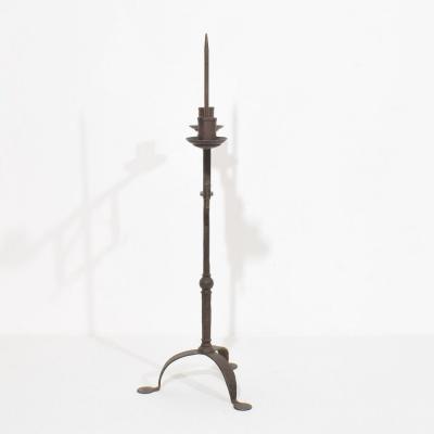 18th Century English Hand Forged Iron Candleholder