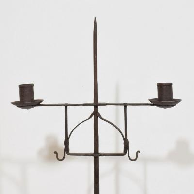 18th Century English Hand Forged Iron Candleholder
