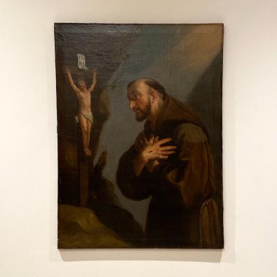 18th Century Framed Oil Painting of St Francis
