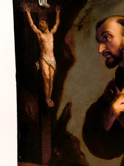 18th Century Framed Oil Painting of St Francis
