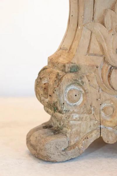 18th Century French Baroque Carved Wood Altar Candlestick Lamp