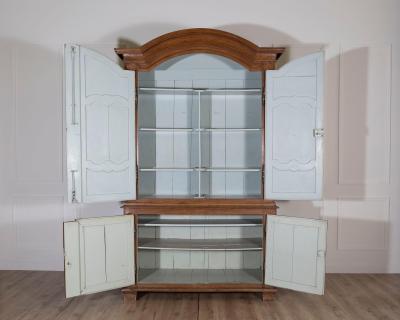 18th Century French Blond Oak Buffet Deux Corps with Molded Panels