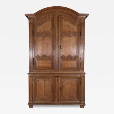 18th Century French Blond Oak Buffet Deux Corps with Molded Panels