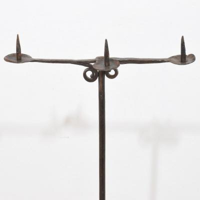 18th Century French Hand Forged Iron Candleholder