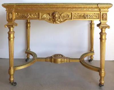 18th Century French Louis XVI Giltwood Console Table with Inset Onyx Top