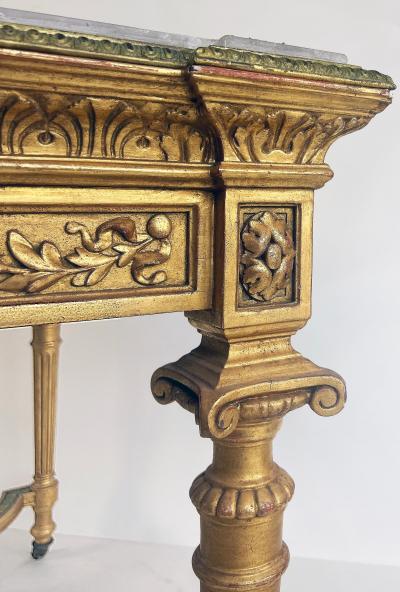 18th Century French Louis XVI Giltwood Console Table with Inset Onyx Top