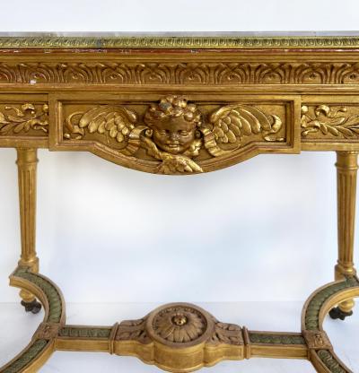 18th Century French Louis XVI Giltwood Console Table with Inset Onyx Top