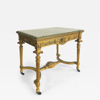 18th Century French Louis XVI Giltwood Console Table with Inset Onyx Top
