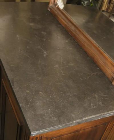 18th Century French Louis XVI Marble Top and Walnut Cabinet