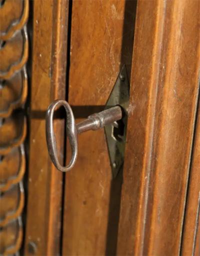 18th Century French Louis XVI Marble Top and Walnut Cabinet