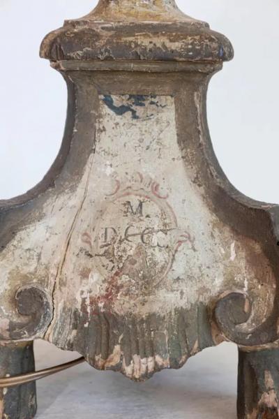 18th Century French Louis XVI Painted and Giltwood Altar Candlestick Lamp