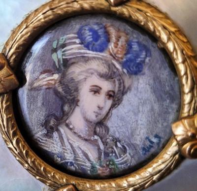 18th Century French Louis XVI Ring Box with Miniature Portrait of Lady