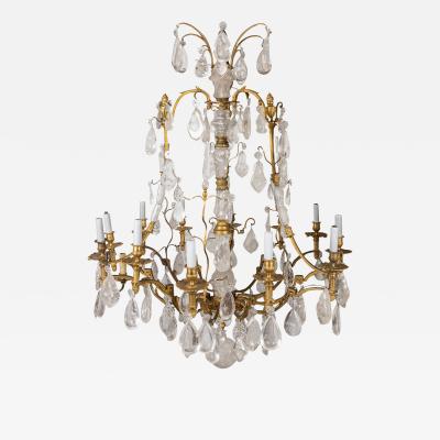 18th Century French Ormolu Cut Rock Crystal Chandelier c 1780