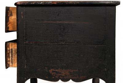 18th Century French Provincial Black Painted Mazarin Pedestal Desk