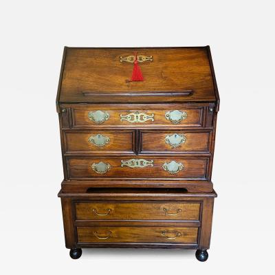 18th Century George II Miniature Campaign Bureau Chest on Later Chest Stand