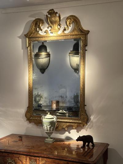 18th Century George II Period Carved Gesso and Giltwood Mirror