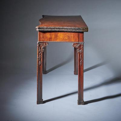 18th Century George III Carved Mahogany Serpentine Concertina Action Card Table