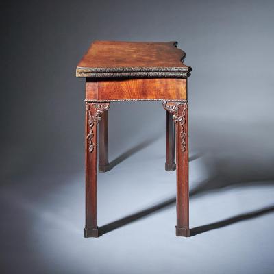 18th Century George III Carved Mahogany Serpentine Concertina Action Card Table