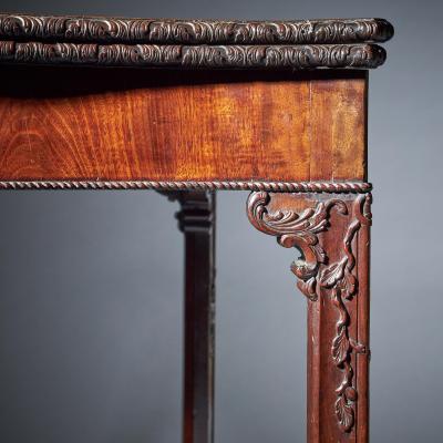 18th Century George III Carved Mahogany Serpentine Concertina Action Card Table